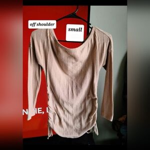 Maternity Off-Shoulder Ribbed Top - Cream